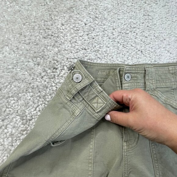 American Eagle Stretch Stovepipe Utility Pants Green Womens 4 - Picture 4 of 7